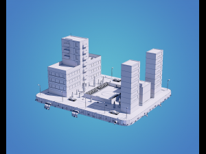 low poly city block 3D Model