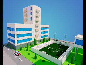 low poly city block 3D Model