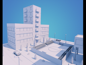 low poly city block 3D Model