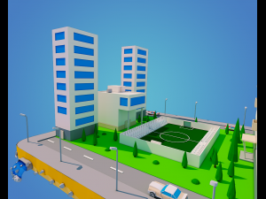 low poly city block 3D Model