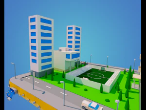 laag poly stadsblok 3D Model
