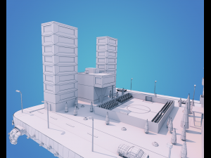 low poly city block 3D Model