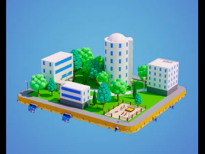 p&acirc;t&eacute; de maisons low poly Modèle 3D