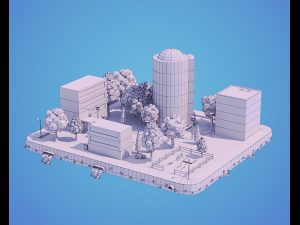 low poly city block 3D Модель