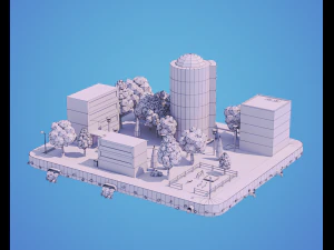 low poly city block 3D Model