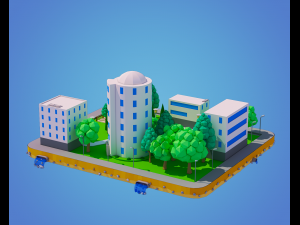 low poly city block 3D Модель