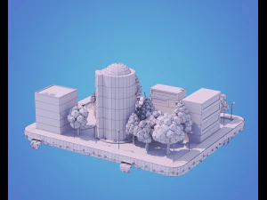 low poly city block 3D Model