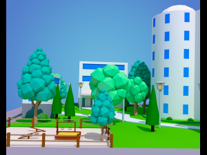 low poly city block 3D Модель