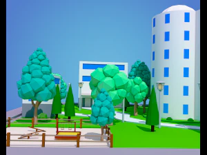 low poly city block 3D Model