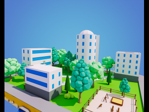 low poly city block 3D Модель