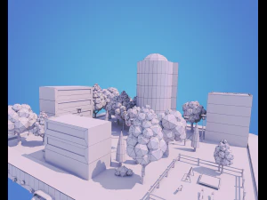 low poly city block 3D Model