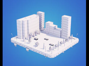 laag poly stadsblok 3D Model
