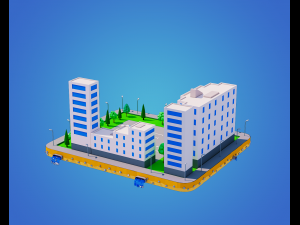 low poly city block 3D Model