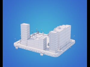 low poly city block 3D Model