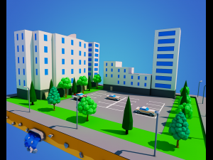 low poly city block 3D Model