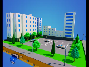 laag poly stadsblok 3D Model