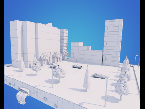 low poly city block 3D Model