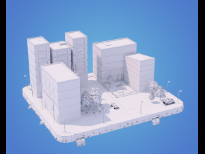 low poly city block Model 3D