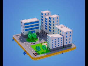 low poly city block Model 3D