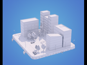 low poly city block Model 3D