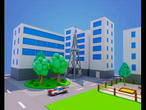 low poly city block Model 3D