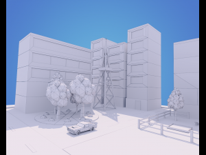 low poly city block Model 3D