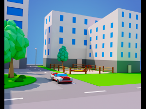 low poly city block Model 3D