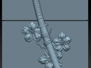 katana-sakura- relief Modelo de impresión 3D