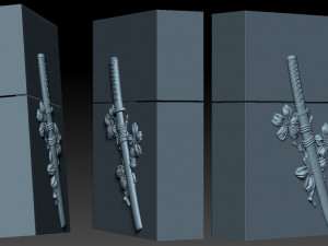 katana-sakura- relief Modelo de impresión 3D