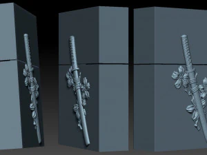 katana-sakura-reli&euml;f 3D printmodel