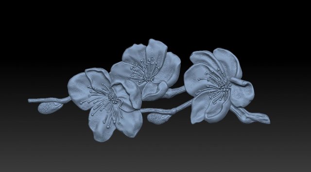 sakura- relief 3D Print Model .c4d .max .obj .3ds .fbx .stl .blend 
