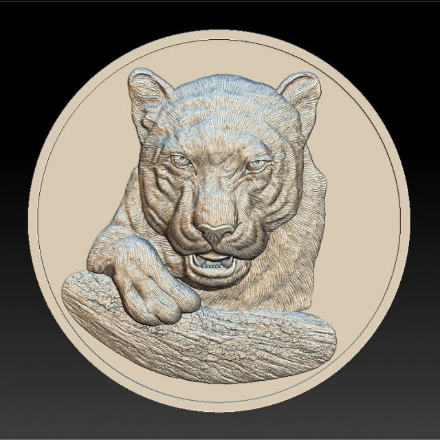 panther - medal - relief - 2019 3D 打印模型 .c4d .max .obj .3ds .fbx .stl .blend 