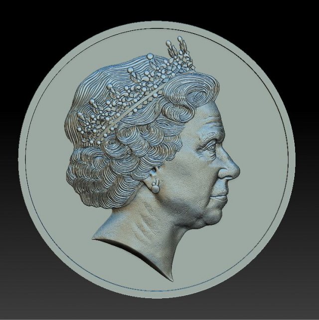 queen elizabeth - medal - relief - 2019 Model do druku 3D .c4d .max .obj .3ds .fbx .stl .blend 