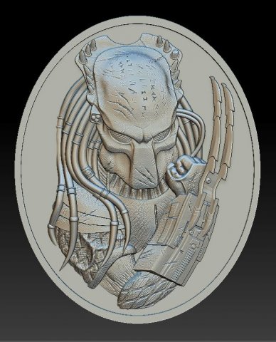 predator head- medal - relief - 2017 3Dプリントモデル .c4d .max .obj .3ds .fbx .stl .blend 
