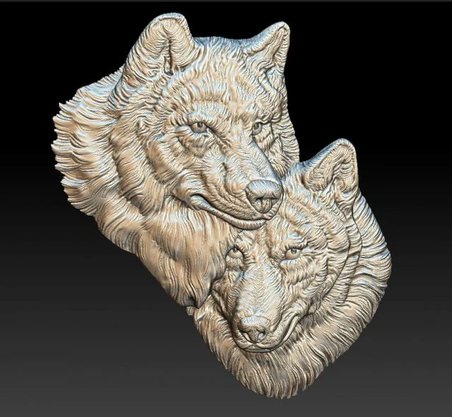 wolves - relief - 2019 3D Print Model .c4d .max .obj .3ds .fbx .stl .blend 
