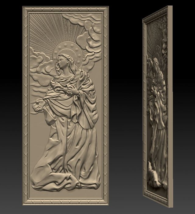 virgin mary - relief icon - 2017 Modèles 3D en vedette .c4d .max .obj .3ds .fbx .stl .blend 