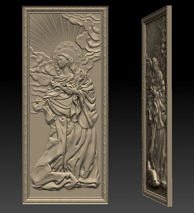 virgin mary - relief icon - 2017 3D Print Model .c4d .max .obj .3ds .fbx .stl .blend 