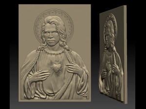 jesus with sacred heart - relief icon - 2018 3D Print Model