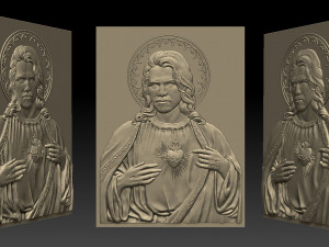 jesus with sacred heart - relief icon - 2018 3D 프린트 모델
