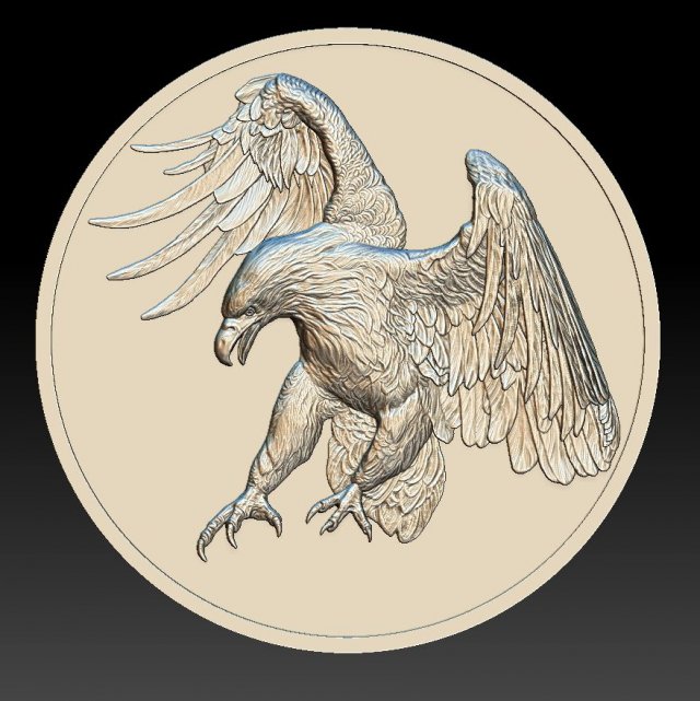 eagle hd1 - relief -medal - 2019 3D 프린트 모델 .c4d .max .obj .3ds .fbx .stl .blend 