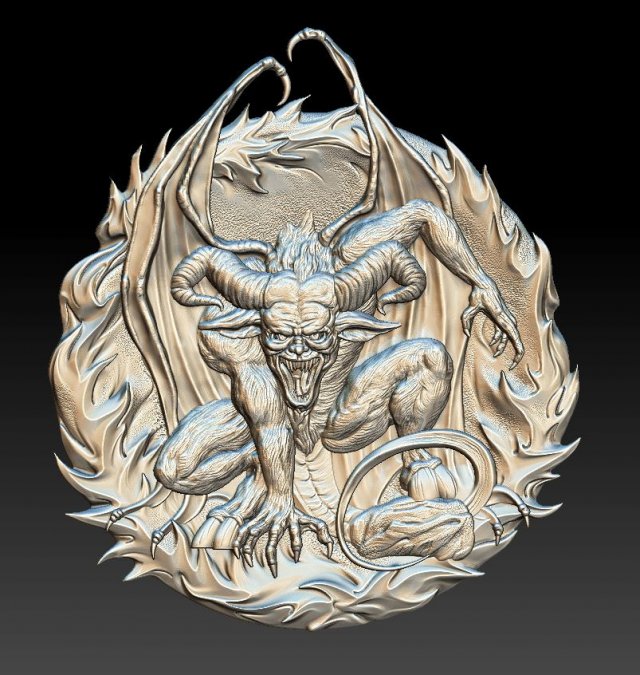 el diablo -relief medallion -3d print - 2019 3D Принт Модель .c4d .max .obj .3ds .fbx .stl .blend 
