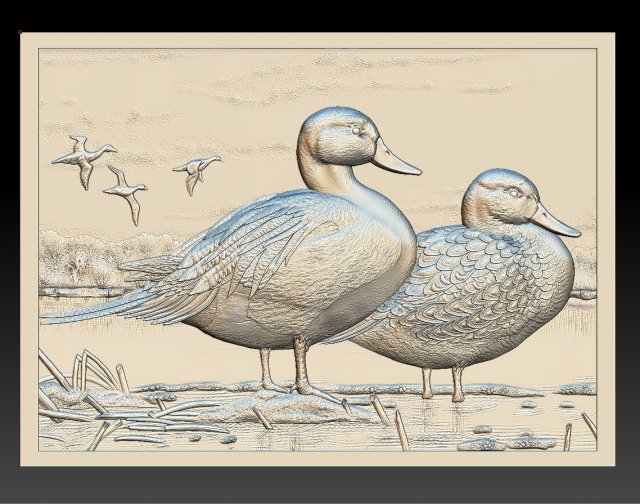 ducks on the river - relief - 2017 Modello di stampa 3D .c4d .max .obj .3ds .fbx .stl .blend 