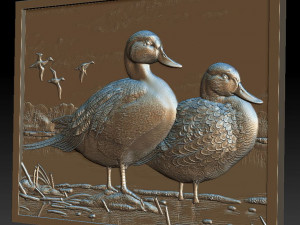 ducks on the river - relief - 2017 Modello di stampa 3D