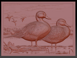 ducks on the river - relief - 2017 Modello di stampa 3D