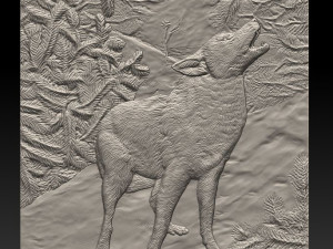 wolf in the forest - relief - 2019 3D Print Model