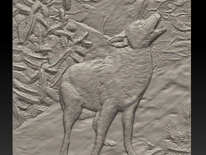 森林里的狼 - 浮雕 - 2019 3D 打印模型