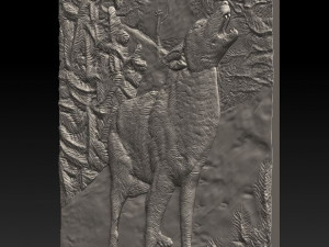 wolf in the forest - relief - 2019 3Dプリントモデル