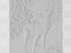 wolf in the forest - relief - 2019 3Dプリントモデル