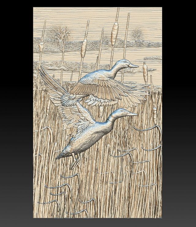 ducks in the reeds - relief - 2019 Model do druku 3D .c4d .max .obj .3ds .fbx .stl .blend 