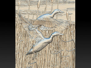 ducks in the reeds - relief - 2019 3D Print Model